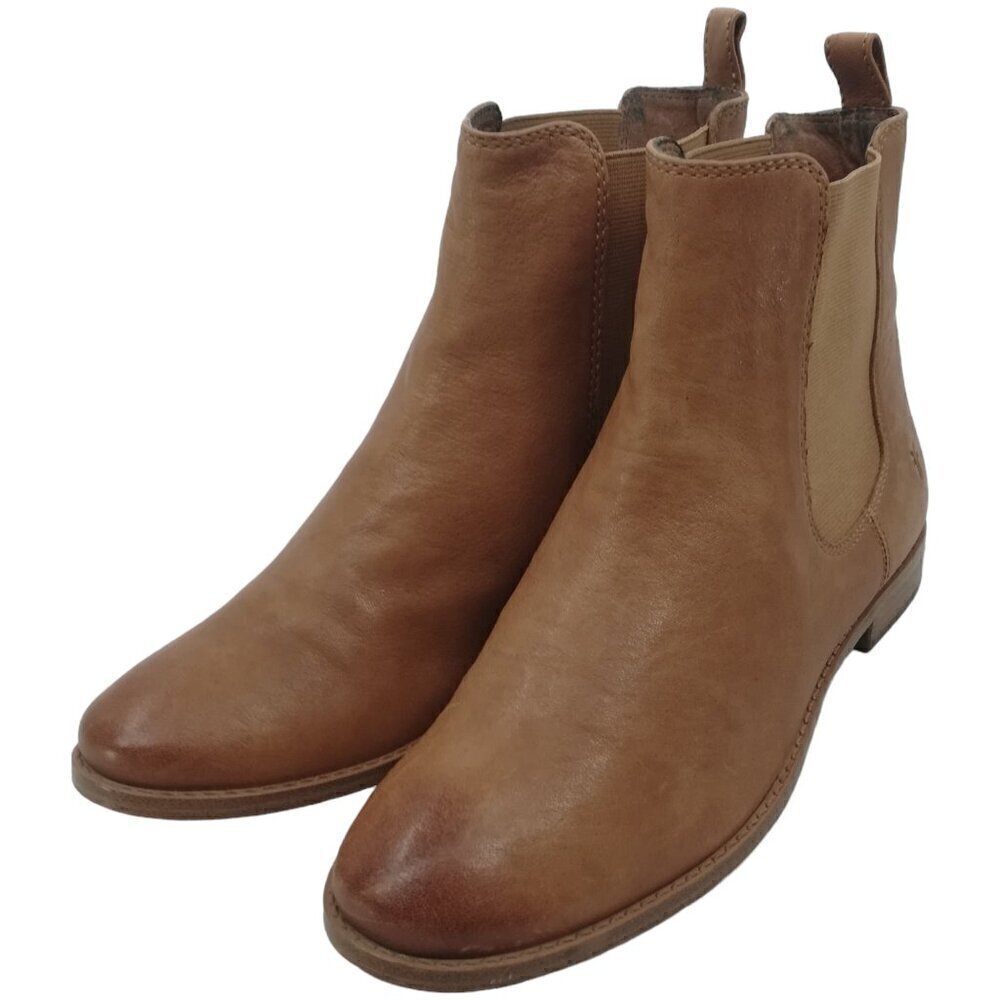 Frye Anna Chelsea Camel Ankle Boots Size 7.5 Leather Tan Pull On Classic Boho